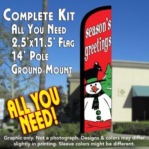 Season'S Greetings (Snowman) Windless Advertising Feather Banner – Complete Flag Kit