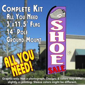 Shoe Sale (Purple) Windless Advertising Feather Banner – Complete Flag Kit