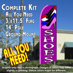 Shoes (Purple) Windless Advertising Feather Banner – Complete Flag Kit