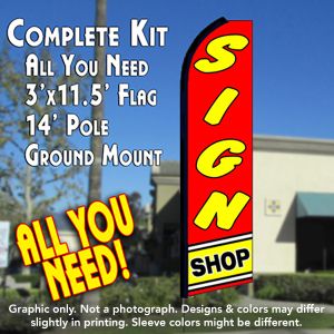 Sign Shop (Red/Yellow) Windless Advertising Feather Banner – Complete Flag Kit