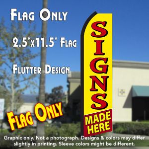 Signs Made Here (Yellow/Red) Windless Advertising Feather Banner – Flag Only
