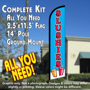 Slushies (Blue/Red) Windless Advertising Feather Banner – Complete Flag Kit