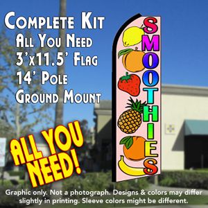 Smoothies (Fruit) Windless Advertising Feather Banner – Complete Flag Kit