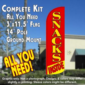 Snacks Inside Windless Advertising Feather Banner – Complete Flag Kit