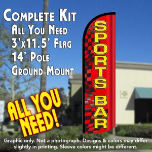 Sports Bar (Red/Yellow) Windless Advertising Feather Banner – Complete Flag Kit