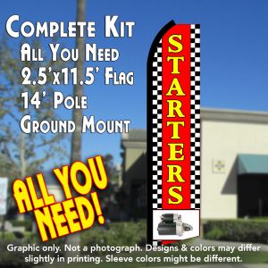 Starters (Red/Checkered) Windless Advertising Feather Banner – Complete Flag Kit