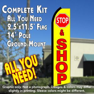 Stop & Shop (Yellow/Red) Windless Advertising Feather Banner – Complete Flag Kit