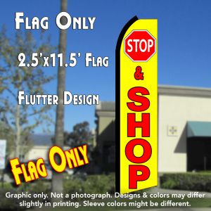 Stop & Shop (Yellow/Red) Windless Advertising Feather Banner – Flag Only