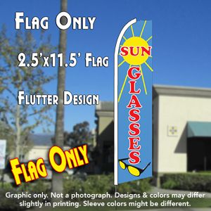 Sunglasses (Blue) Windless Advertising Feather Banner – Flag Only