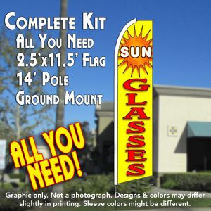 Sunglasses (Yellow) Windless Advertising Feather Banner – Complete Flag Kit