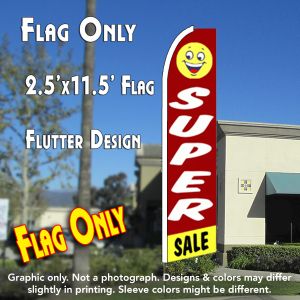 Super Sale (Smiley) Windless Advertising Feather Banner – Flag Only
