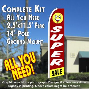 Super Sale (Smiley) Windless Advertising Feather Banner – Complete Flag Kit