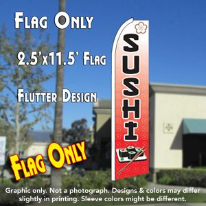 SUSHI (Rolls) Flutter Feather Banner Flag (11.5 x 2.5 Feet)