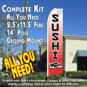 SUSHI (Rolls) Flutter Feather Banner Flag Kit (Flag, Pole, & Ground Mt)