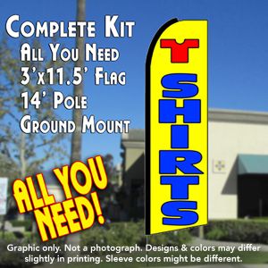 T Shirts (Yellow) Windless Advertising Feather Banner – Complete Flag Kit