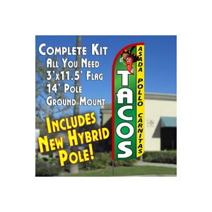 Tacos Windless Advertising Feather Banner – Complete Flag Kit