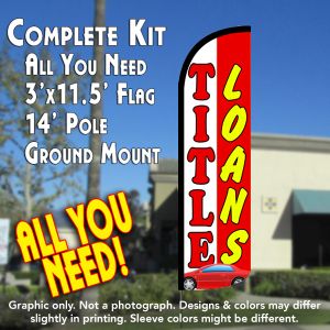 Title Loans Windless Advertising Feather Banner – Complete Flag Kit