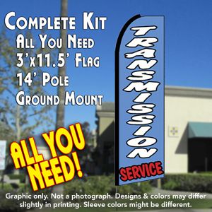 Transmission Service (Blue) Windless Advertising Feather Banner – Complete Flag Kit