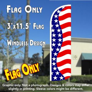 Us Flag Pattern (Horizontal Waves) Windless Advertising Feather Banner – Flag Only