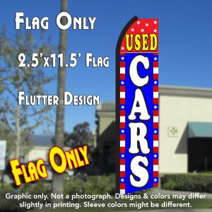 Used Cars (Blue/White/Stars) Windless Advertising Feather Banner – Flag Only