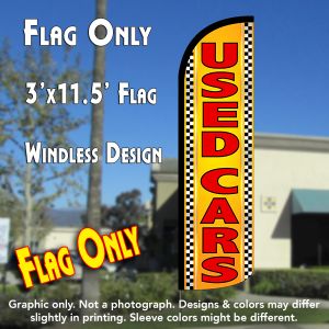 Used Cars Windless Advertising Feather Banner – Flag Only