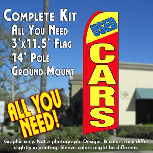 Used Cars (Yellow/Red) Windless Advertising Feather Banner – Complete Flag Kit