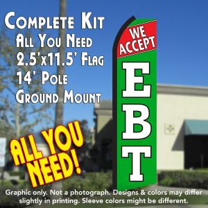 We Accept Ebt (Red/Green) Windless Advertising Feather Banner – Complete Flag Kit