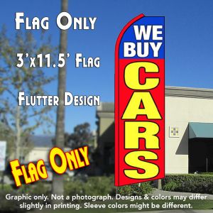 We Buy Cars (Blue/Red) Windless Advertising Feather Banner – Flag Only