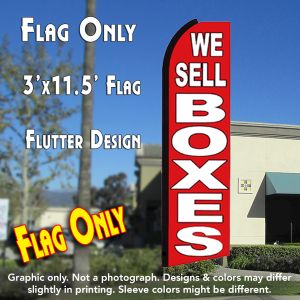 We Sell Boxes (Red/White) Windless Advertising Feather Banner – Flag Only