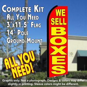 We Sell Boxes (Red/Yellow) Windless Advertising Feather Banner – Complete Flag Kit