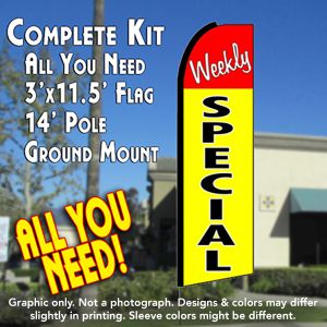 Weekly Special (Red/Yellow) Windless Advertising Feather Banner – Complete Flag Kit