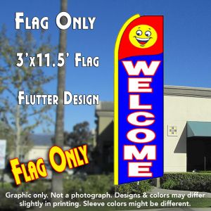 Welcome (Smiley) Windless Advertising Feather Banner – Flag Only
