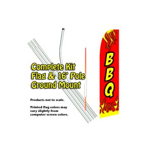 BBQ (Red) Windless Advertising Feather Banner – Complete Flag Kit
