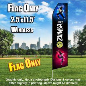 ZUMBA FITNESS black, dancing flutter flag
