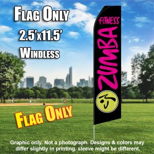 ZUMBA FITNESS black hot pink flutter flag