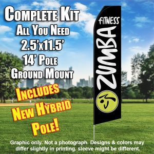 ZUMBA FITNESS black white flutter flag